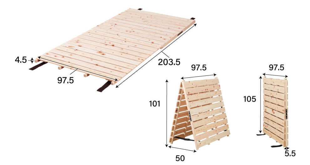 折りたたみすのこベッドのサイズ詳細