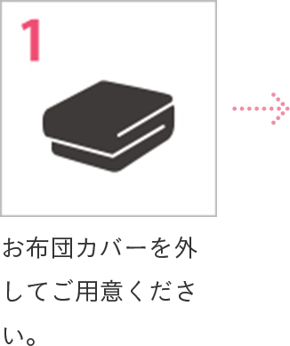 1 お布団カバーを外してご用意ください。