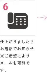 6 仕上がりましたらお電話でお知らせ※ご希望によりメールも可能です。