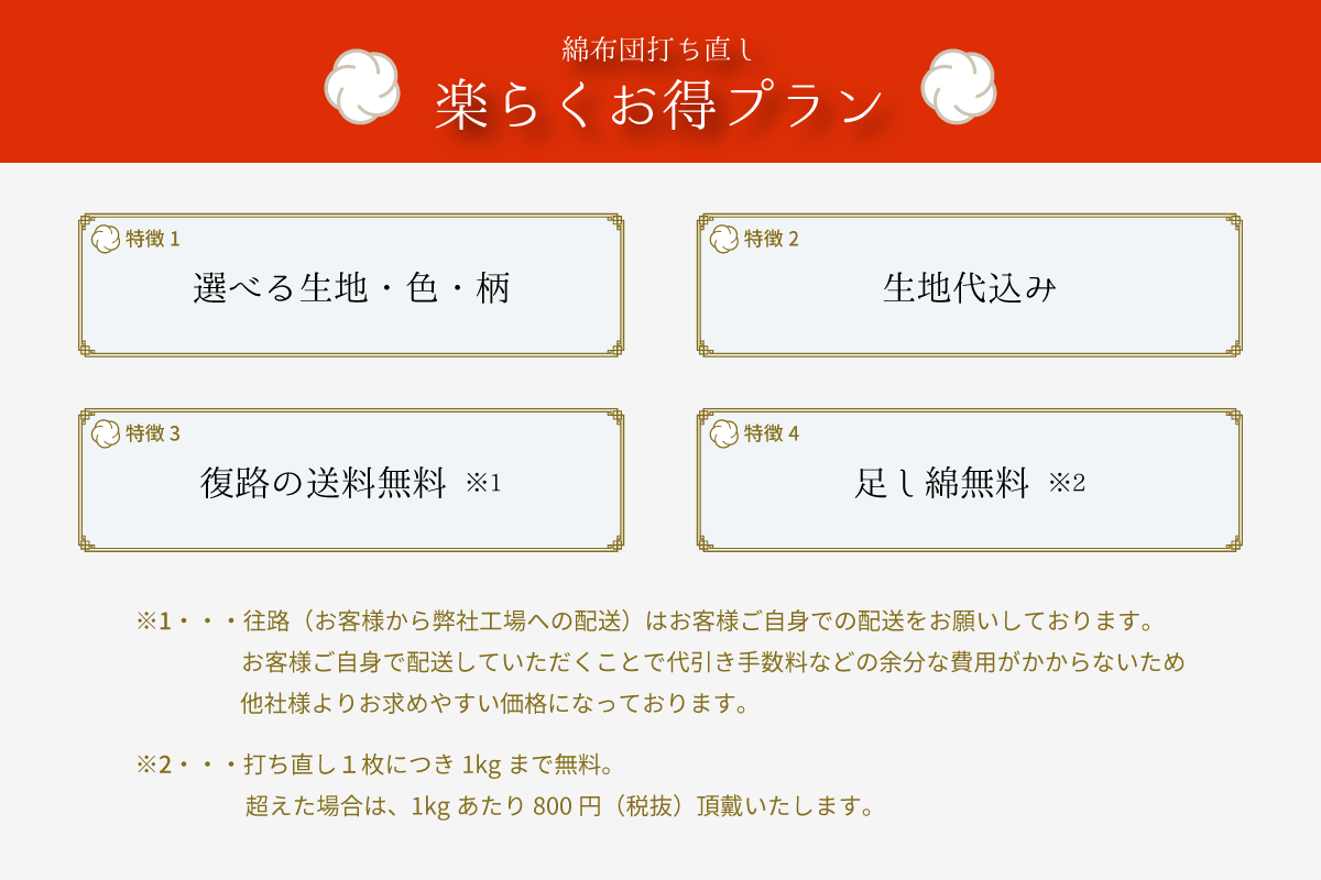 クッション座布団（中サイズ・55*59cm・打ち直し）2枚セット お布団のことなら【なら山本ふとん】通販サイト